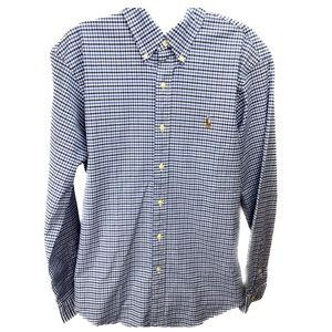 Men Ralph Lauren Slim Fit Blue Plaid Long Sleeve Button Down Sz L
